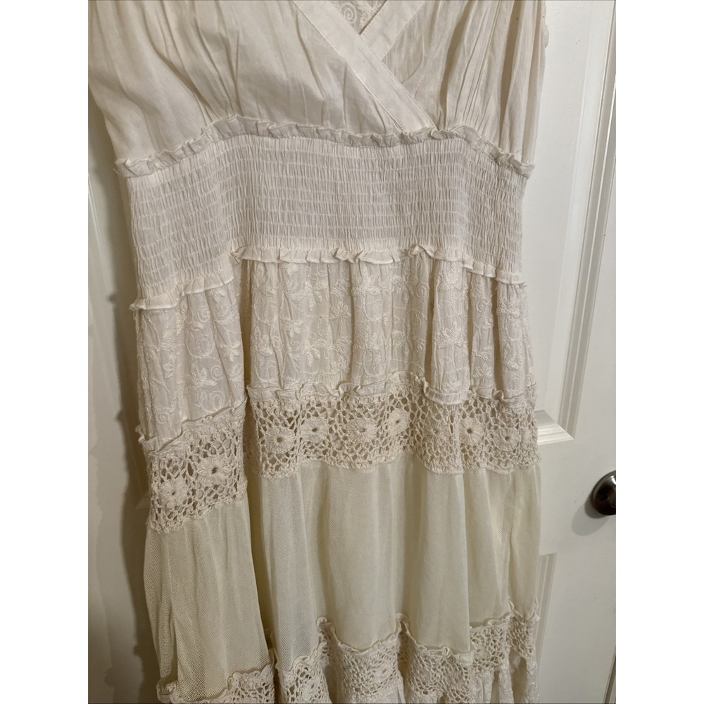 Sundance Ivory Cotton Crocheted Midi Dress Size 8 - Picture 6 of 11